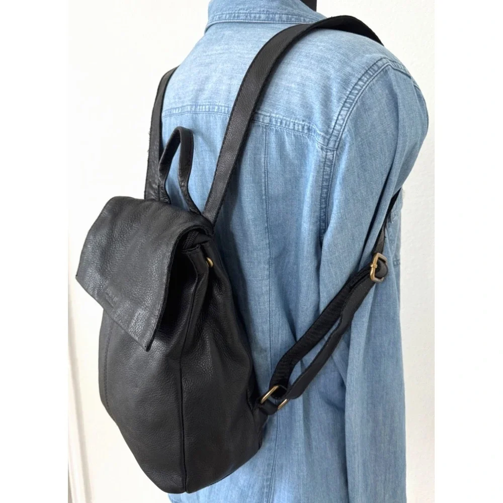 American Leather Co Liberty Black Leather Backpack Bag Purse Classic